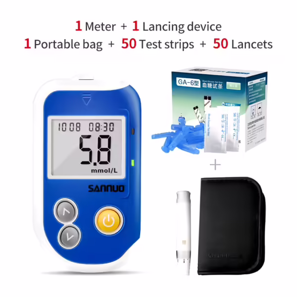 Factory Direct Sinocare blood glucose meter with 50 blood glucose test strips and 50 needle voice type barcode free - Image 5