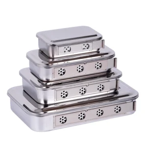 Dental Disinfection Box Stainless Steel Surgical Sterilization Tray with Hole Medical Steriliser Container Dentistry Accessories
