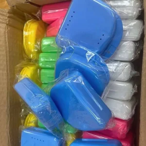 50 Pcs Denture Storage Cases Orthodontic Retainer Partial Denture Container Boxes for Dental Prosthesis Care