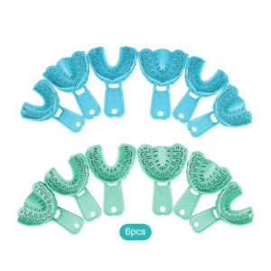 6Pcs/Set Dental Impression Set Tray Plastic Disposable Denture Trays Dentist Tools Dentistry Lab Material